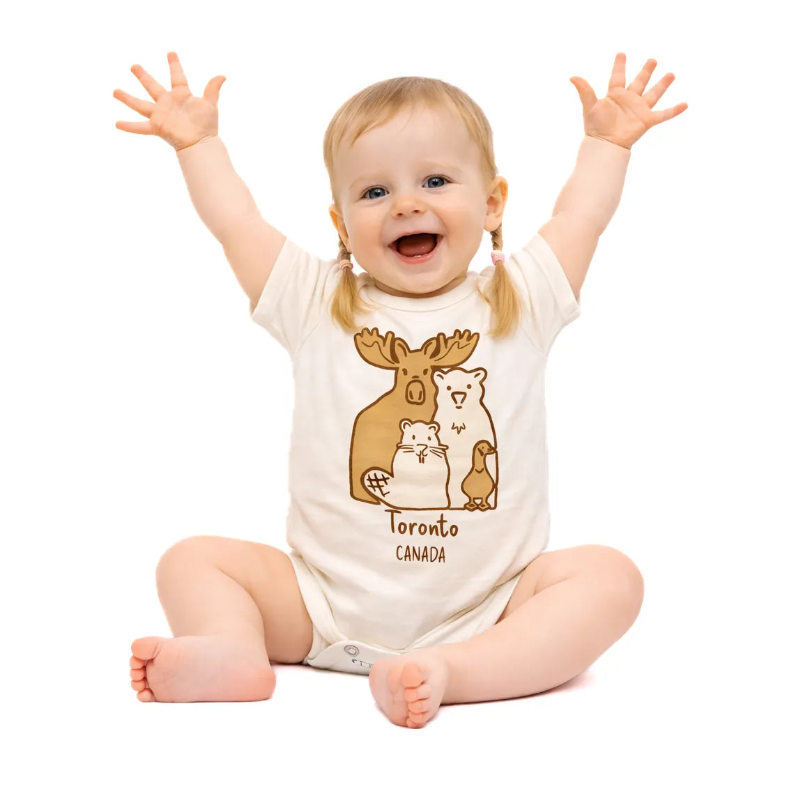 Canada Moose and Friends Baby Bodysuit front